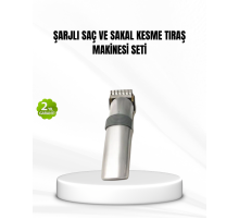 Şarjlı Saç ve Sakal Kesme Makinesi – Paslanmaz Çelik Bıçak, Ayarlanabilir Başlık