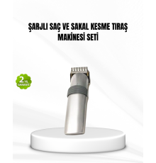 Şarjlı Saç ve Sakal Kesme Makinesi – Paslanmaz Çelik Bıçak, Ayarlanabilir Başlık