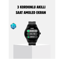 3 Kordonlu AMOLED Akıllı Saat – Sağlık Takipli