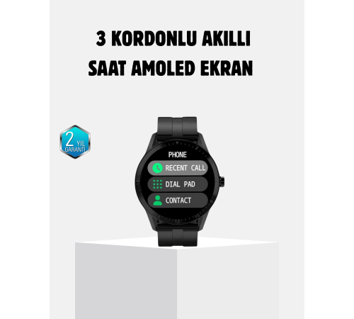 3 Kordonlu AMOLED Akıllı Saat – Sağlık Takipli