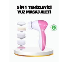 5’i 1 Arada Yüz Temizleme Cihazı – Masaj, Fırça, Peeling ve Krem Uygulama Aparatlı