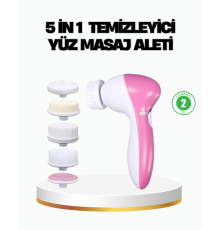 5’i 1 Arada Yüz Temizleme Cihazı – Masaj, Fırça, Peeling ve Krem Uygulama Aparatlı