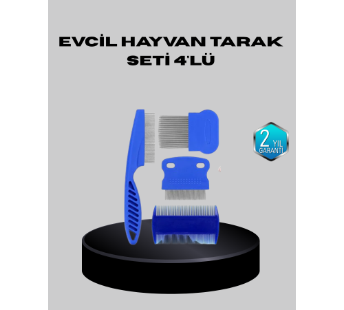 Evcil Hayvan Tüy Bakım Seti – 4’lü Paslanmaz Çelik ve Eco Plastik, Kolay Temizlenebilir ve Dayanıklı