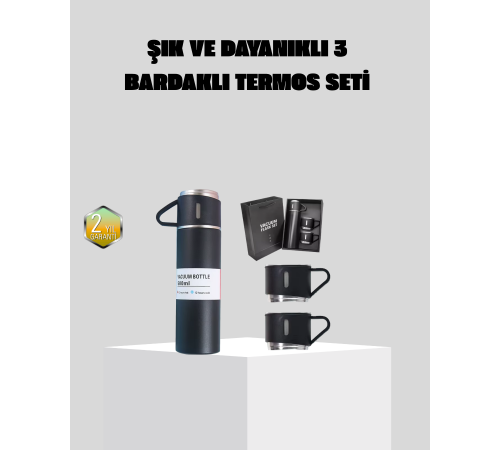 Paslanmaz Çelik 500 ml Termos Seti – 8 Saat Isı Koruma, Vakumlu, Sızdırmaz ve Taşınabilir