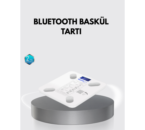Bluetooth Akıllı Tartı – 8 Fonksiyonlu Dijital Baskül, 180 kg Kapasiteli