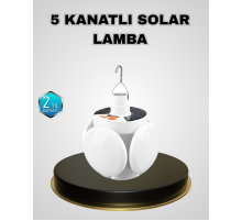 5 Kanatlı Solar Kamp Lambası – USB Şarjlı, Taşınabilir, IP65 Su Geçirmez Bahçe Lambası