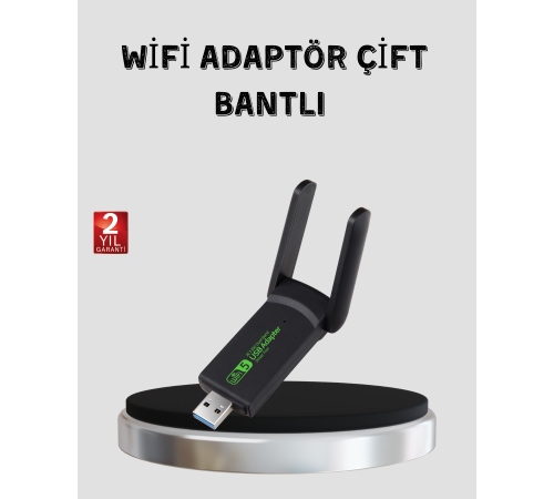 1200 Mbps Dual Band WiFi Adaptör – 5.8G & 2.4G Çift Antenli