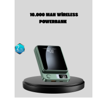 MagSafe Powerbank 10.000 mAh Kablosuz ve Dijital Ekranlı Hızlı Şarj Cihazı
