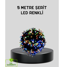 5 Metre 50’li LED Işık – Siyah Kablolu, Çok Fonksiyonlu, İç ve Dış Mekan Kullanımı