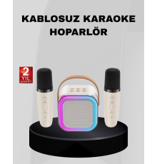 Taşınabilir Karaoke Hoparlör Bluetooth 5.0 ve Çift Mikrofonlu