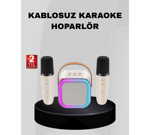 Taşınabilir Karaoke Hoparlör Bluetooth 5.0 ve Çift Mikrofonlu