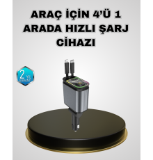 Araç Şarj Adaptörü 66W PD QC Hızlı Şarjlı ve Çekilebilir Kablolu