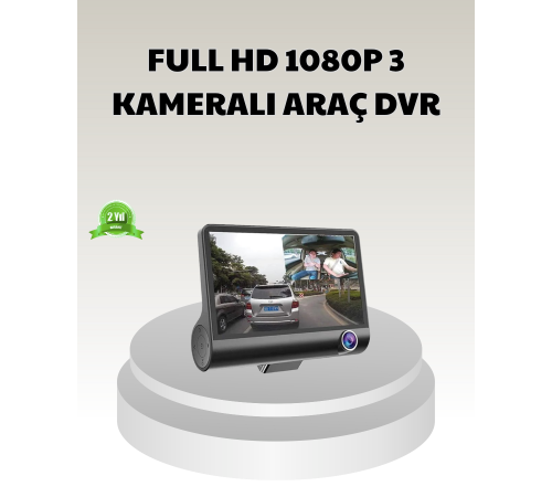 Araç DVR Kamerası 3’lü 170° Geniş Açılı Full HD ve Park Destekli