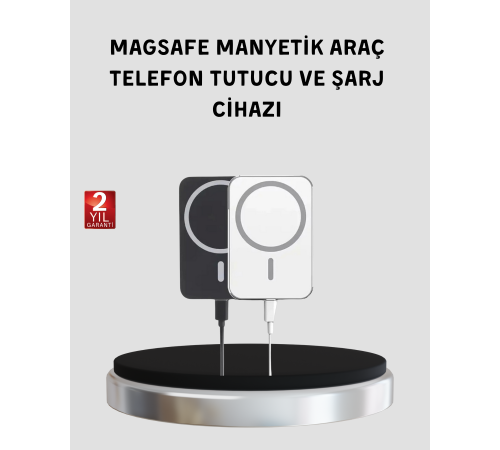 MagSafe Uyumlu Kablosuz Powerbank – Güçlü Mıknatıs, Hızlı Şarj, Kompakt Tasarım
