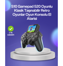 500 Oyunlu Nostaljik El Tipi Oyun Konsolu, Taşınabilir Şarjlı Cihaz, Renkli Ekran ve TV Destekli