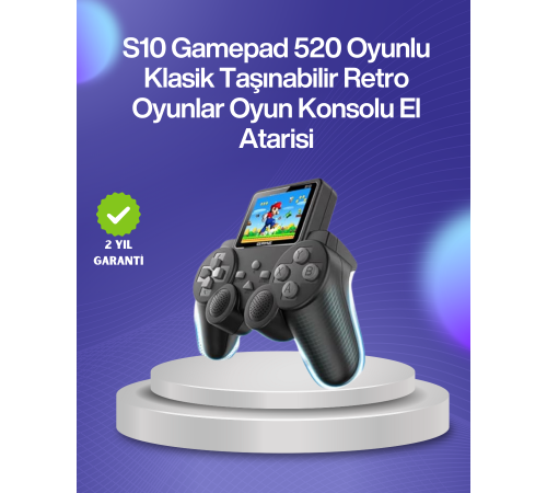 500 Oyunlu Nostaljik El Tipi Oyun Konsolu, Taşınabilir Şarjlı Cihaz, Renkli Ekran ve TV Destekli