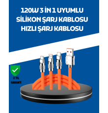 120W Şarj Destekli 3’ü 1 Arada Çoklu Şarj Kablosu – 1.2 Metre