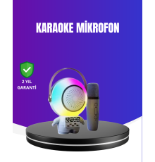 RGB Işıklı Astronot Bluetooth Hoparlör Karaoke Mikrofonlu