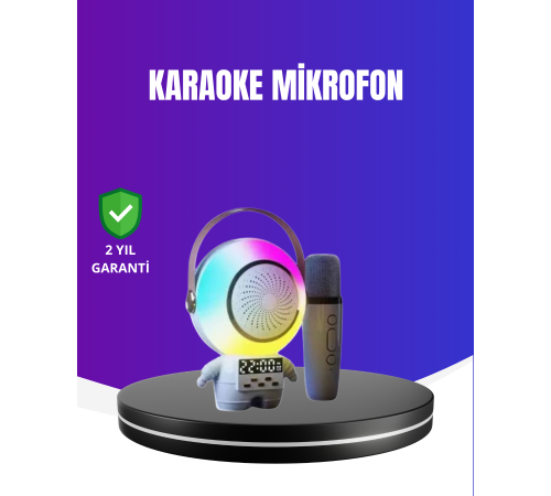 RGB Işıklı Astronot Bluetooth Hoparlör Karaoke Mikrofonlu