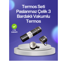 Isıyı Uzun Süre Koruyan 500 ml Termos Seti | Çelik Gövde, 2 Bardaklı, Hediye Kutulu