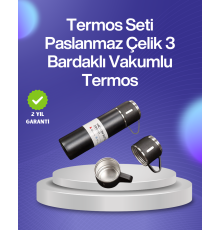 Isıyı Uzun Süre Koruyan 500 ml Termos Seti | Çelik Gövde, 2 Bardaklı, Hediye Kutulu