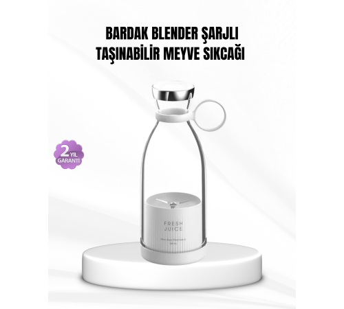 Şarjlı Portatif Blender – Gıda Sınıfı Malzeme, 10 Kullanımlık Pil, Mini Boy ve Hafif Tasarım