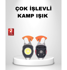 Mini LED Anahtarlık Fener – Şişe Açacağı, Tornavida, Düdük ve USB Şarj Özellikli