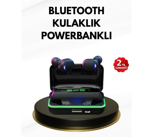 E10 Kablosuz Bluetooth Kulaklık – 3D Ses, Powerbank Şarj Kutusu