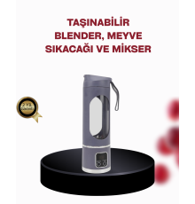 450 ml Taşınabilir Blender – Tip-C Şarjlı 12 Bıçaklı Meyve Sıkacağı