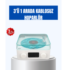 Retro Tasarımlı Gece Lambalı Bluetooth Hoparlör – Saat ve Pil Göstergeli