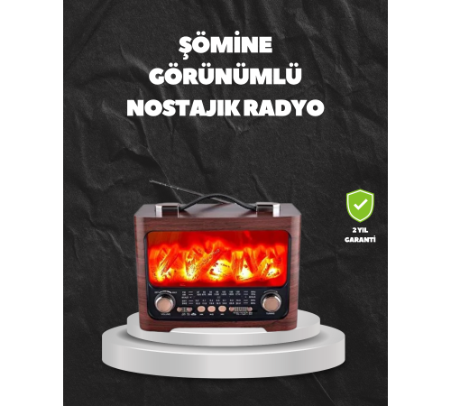 Solar Şarjlı Şömine Işıklı Bluetooth Hoparlör – Radyo, USB, TF Kart Destekli