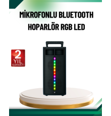 Şarjlı Işıklı Bluetooth Hoparlör | USB, AUX, TF Kart ve Radyo Destekli