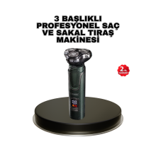Kablosuz Profesyonel Erkek Bakım Seti – 3 Başlıklı, 3D Akıllı Kesim, Taşınabilir