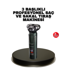 Kablosuz Profesyonel Erkek Bakım Seti – 3 Başlıklı, 3D Akıllı Kesim, Taşınabilir