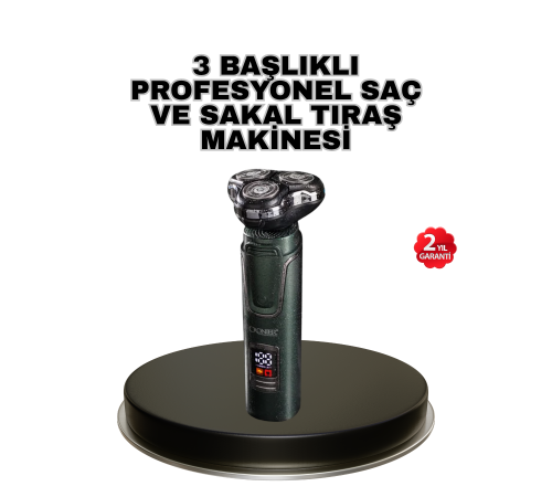 Kablosuz Profesyonel Erkek Bakım Seti – 3 Başlıklı, 3D Akıllı Kesim, Taşınabilir