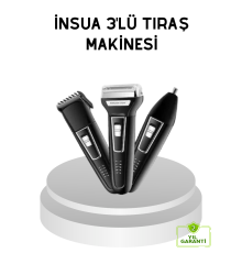 İnsua 3 Başlıklı Profesyonel Tıraş Makinesi – Sıfır Kesim, Hassas Başlık, Güçlü Motor