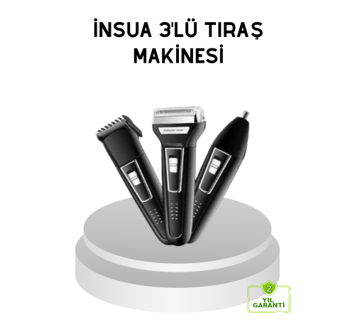 İnsua 3 Başlıklı Profesyonel Tıraş Makinesi – Sıfır Kesim, Hassas Başlık, Güçlü Motor
