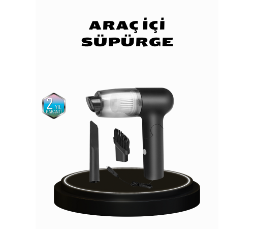 Taşınabilir Vakumlu Araç Süpürgesi – Katlanabilir Sap, Yıkanabilir Filtre, 120W Motor