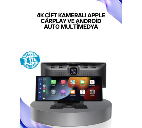 Renault Megane, Clio, Symbol, Captur, Toyota Corolla, Yaris, C-HR, Ford Focus, Fiesta Uyumlu Kablosuz CarPlay Multimedya 10.26” Dokunmatik Ekran
