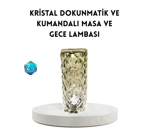Kristal RGB LED Masa Lambası – Renkli Kumandalı Işık, Dekoratif ve Enerji Tasarruflu