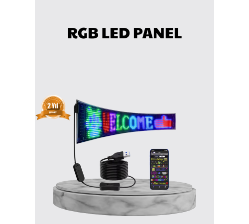 RGB LED Panel – Çok Renkli, Kumandalı, USB Bağlantılı Yazı ve GIF Gösterimli Akıllı Lamba