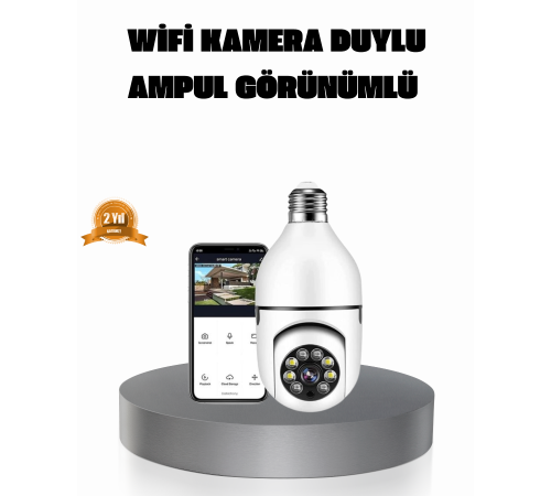 360° Akıllı Güvenlik Kamerası – Duya Takılabilir, Wi-Fi Bağlantılı, Hareket Sensörlü