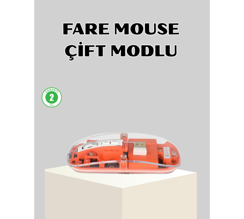 Bluetooth 5.0 & 2.4GHz Kablosuz Fare – 3 Cihaz Bağlantılı, Hızlı Geçiş, USB Alıcılı