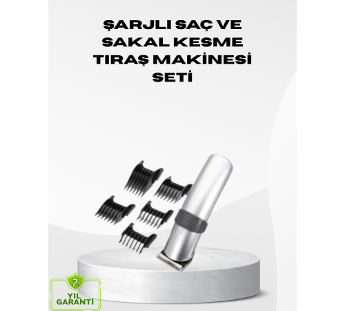 Kablosuz Profesyonel Tıraş Makinesi – Şarjlı, 60 Dakika Kullanım Süreli, Çelik Bıçaklı, Sessiz Motor