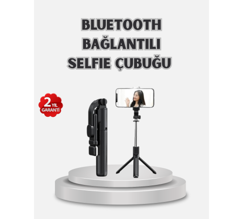 Kablosuz Bluetooth Selfie Çubuğu – 360° Dönebilir Başlık, Taşınabilir ve Şık Tasarım