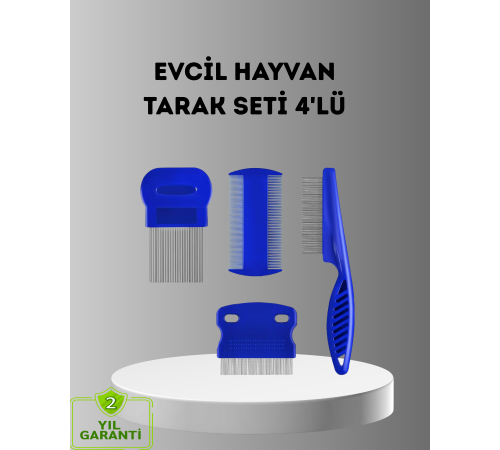 4’lü Kedi Köpek Tüy Temizleme Seti – Paslanmaz Çelik,Ergonomik ve Uzun Ömürlü