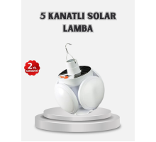 Güneş Enerjili ve USB Şarjlı LED Kamp Lambası – 5 Farklı Işık Modlu, Askılı Tasarım