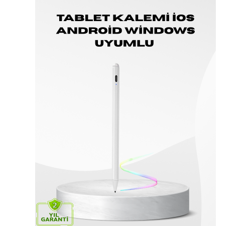 Type-C Şarjlı Dokunmatik Kalem – iPad, iPhone ve Android Uyumlu, Sessiz Çalışan