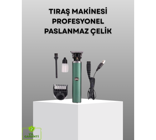 Profesyonel Şarjlı Tıraş Makinesi – 180 Dakika Kullanım, 2.5 Saat Hızlı Şarj, Evrensel USB Şarj Girişli