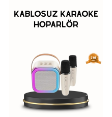 Bluetooth Karaoke Hoparlör Renkli LED Işıklı ve Type-C Şarjlı